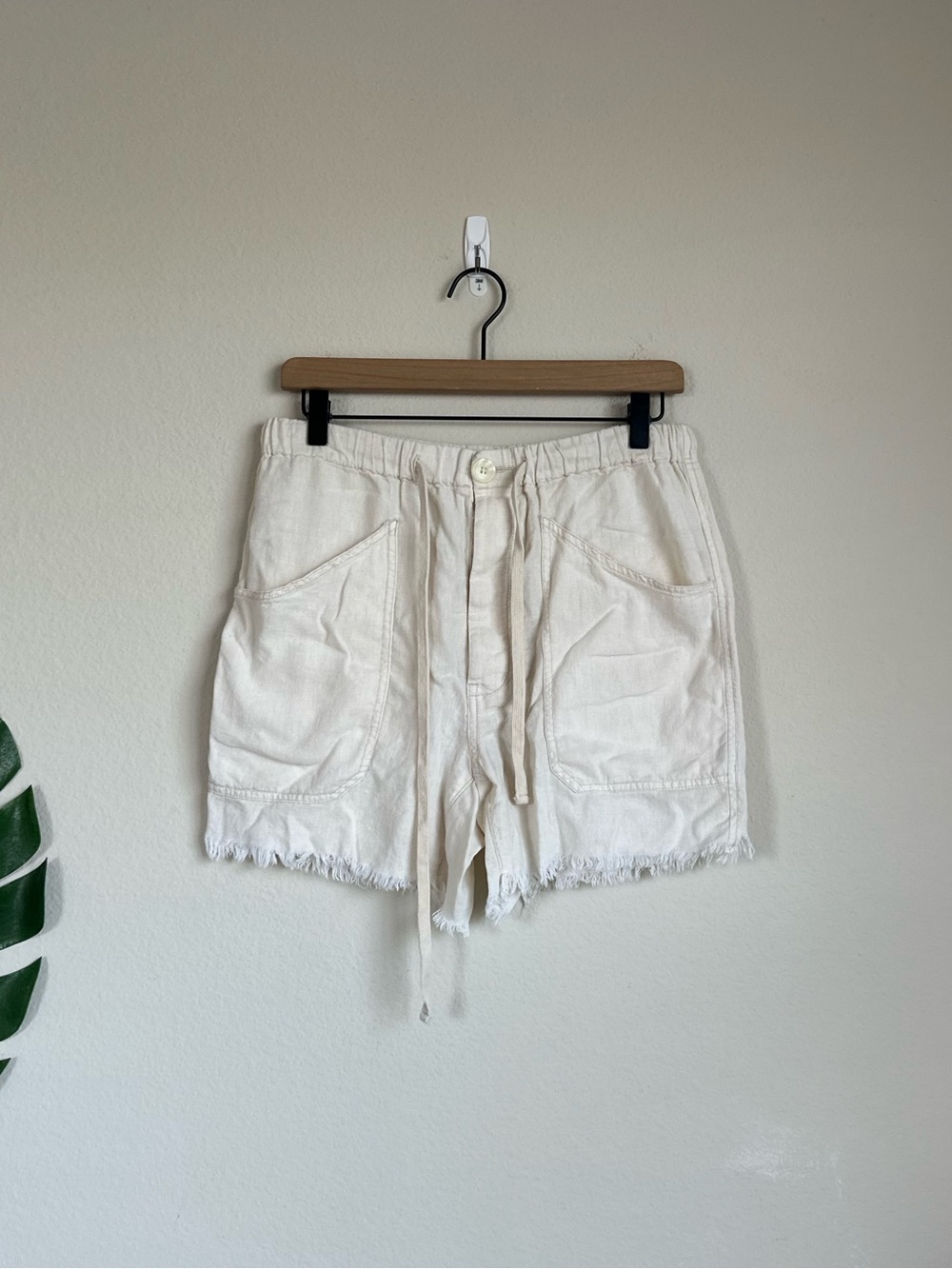 Free People Linen Rayon Raw Hem Beach Shorts